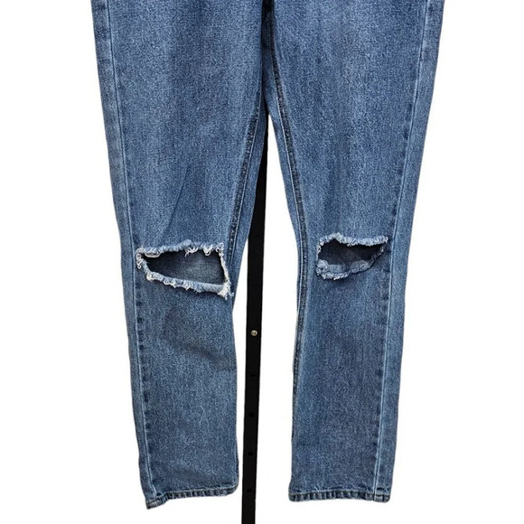 Oak + Fort Womens High Rise Straight Leg Distressed Jeans  Blue Size 29 - Picture 3 of 8